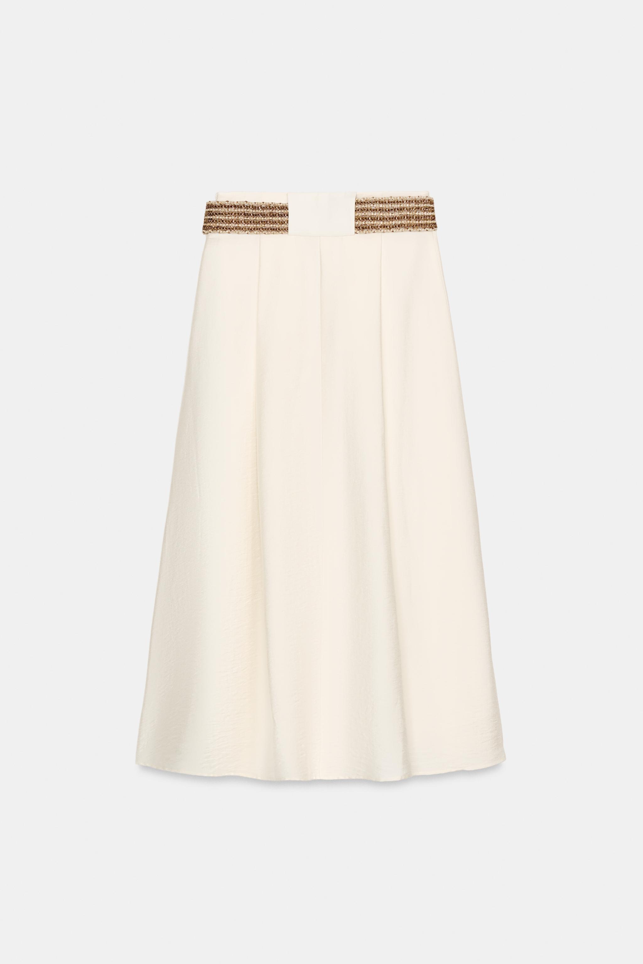 JUPE MI-LONGUE AVEC CEINTURE TRESSÉE